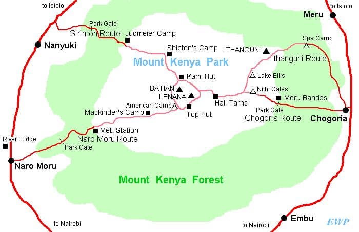 Mount Kenya Sirimon Up and Chogoria Down trek combining two scenic routes